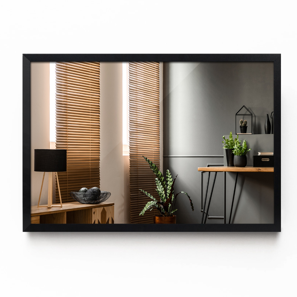 Specchio rettangolare camera da letto cornice nero 80x60 cm
