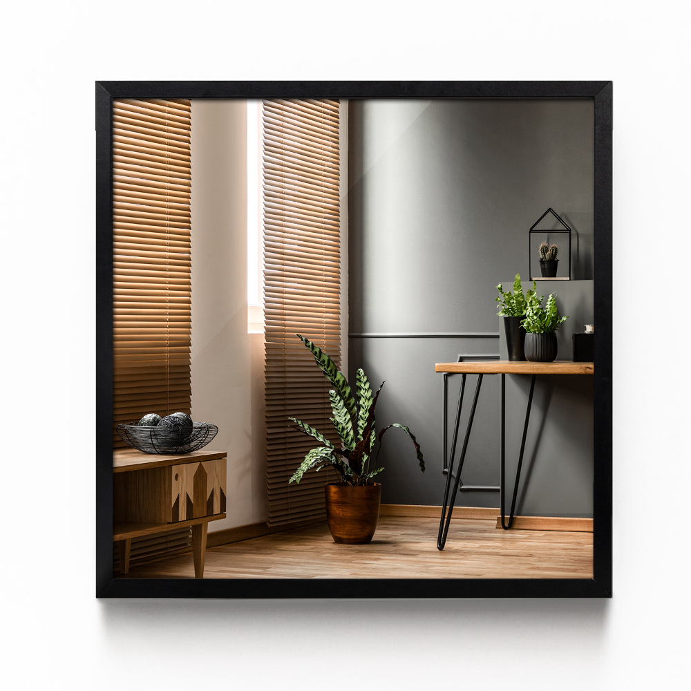 Specchio corridoio rettangolare con cornice nera 50x50 cm
