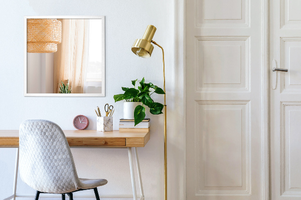 Specchio soggiorno rettangolare con cornice bianca 100x70 cm