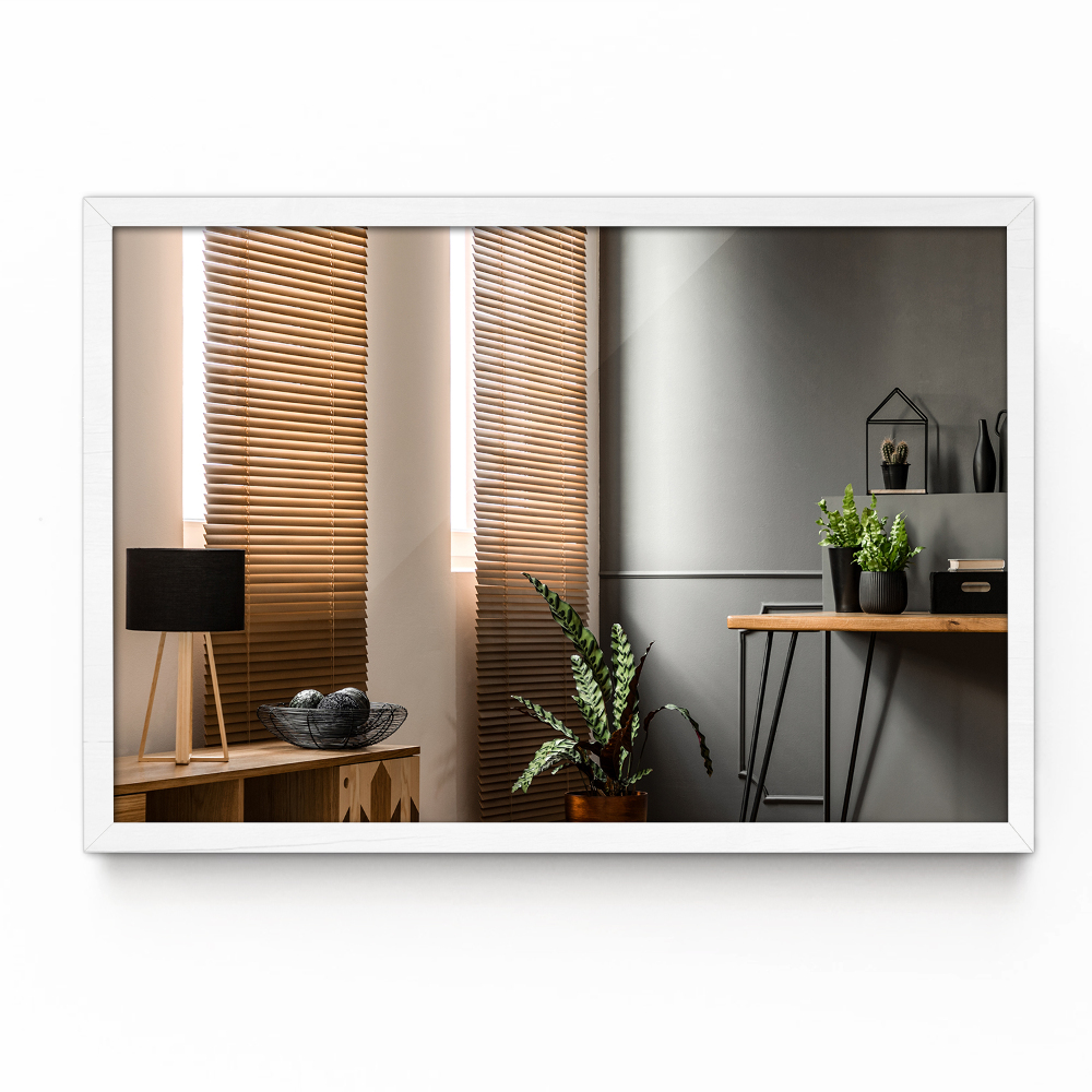Specchiera soggiorno rettangolare bordo bianco 60x40 cm