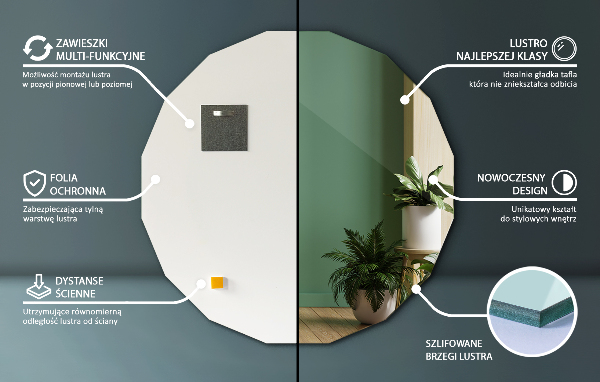 Specchio geometrico dalla forma originale 50x50 cm