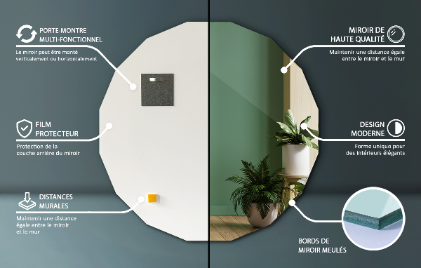 Specchio poligonale dal design unico 60x60 cm