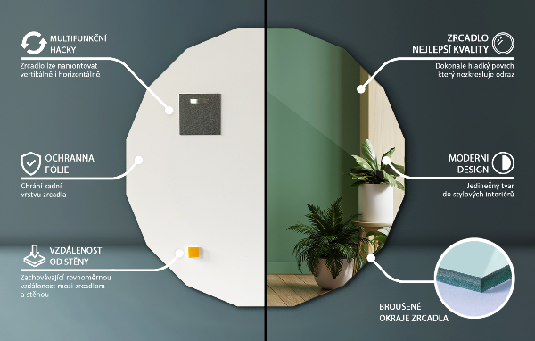 Specchio poligonale dal design unico 60x60 cm