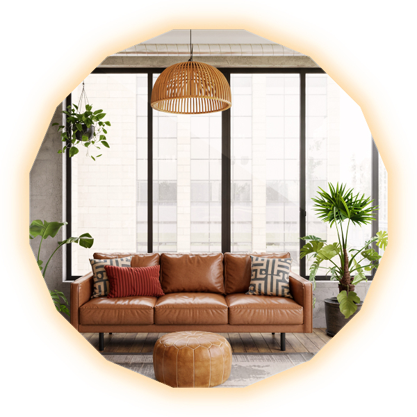 Specchio poligonale LED 60x60 cm