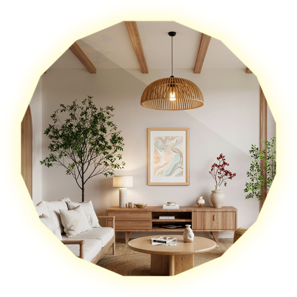 Specchio poligonale LED 60x60 cm