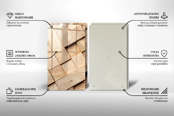 Copri piano cottura in vetro Quadrati di legno