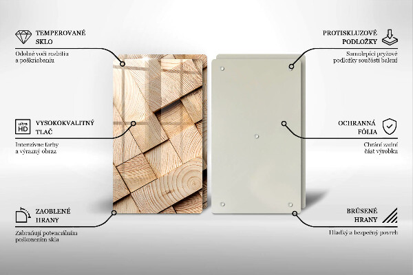 Copri piano cottura in vetro Quadrati di legno