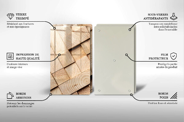 Copri piano cottura in vetro Quadrati di legno