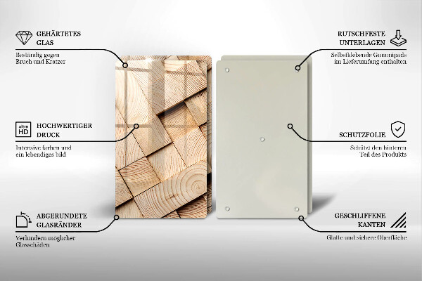 Copri piano cottura in vetro Quadrati di legno