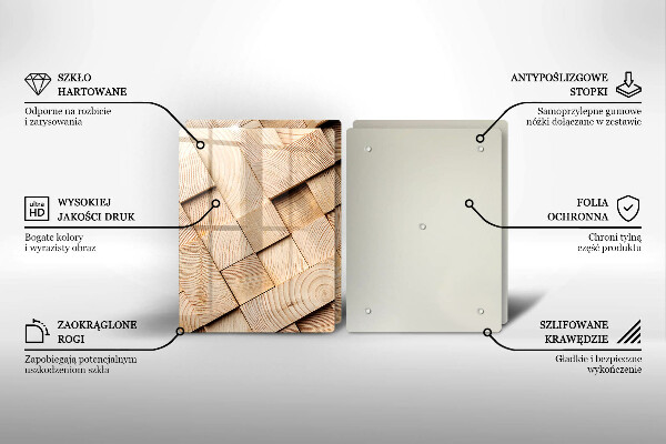 Copri piano cottura in vetro Quadrati di legno