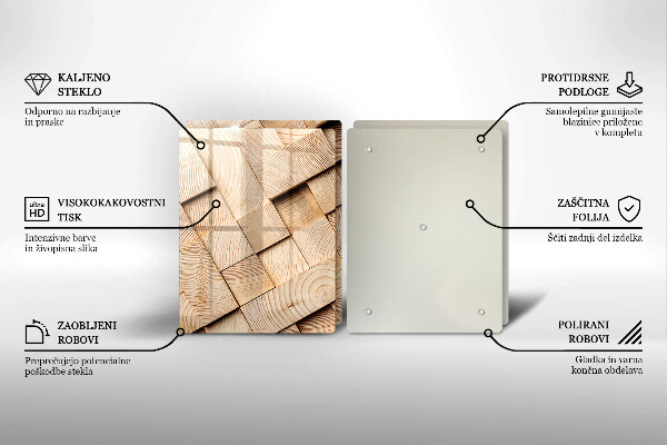 Copri piano cottura in vetro Quadrati di legno