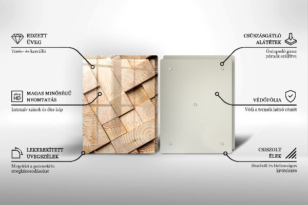 Copri piano cottura in vetro Quadrati di legno