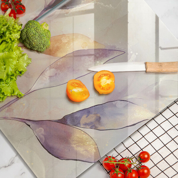 Copri piano cottura in vetro Foglie boho dipinte