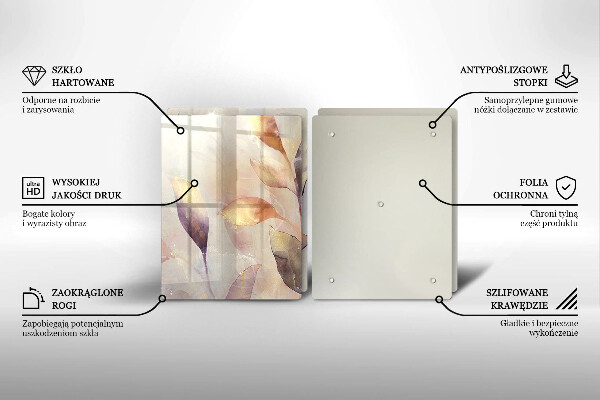 Copri piano cottura in vetro Foglie boho dipinte
