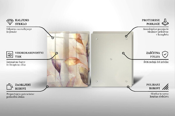 Copri piano cottura in vetro Foglie boho dipinte