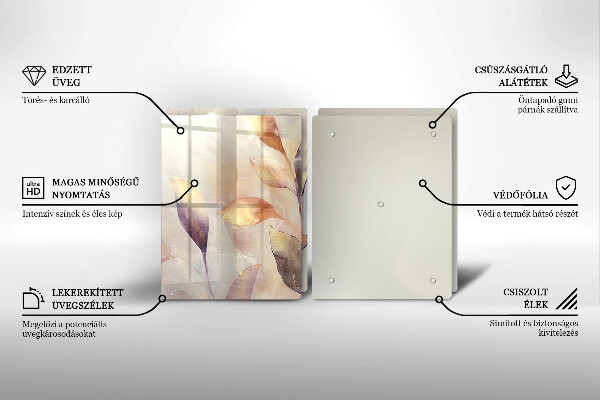 Copri piano cottura in vetro Foglie boho dipinte