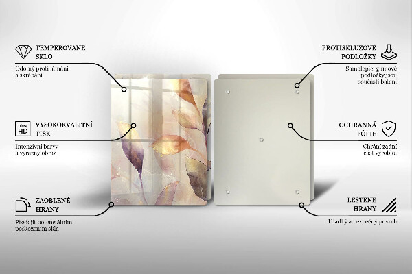 Copri piano cottura in vetro Foglie boho dipinte