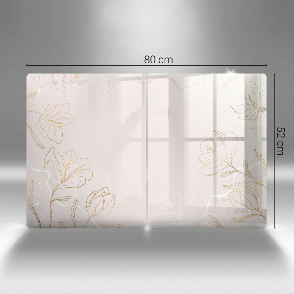 Copri piano cottura in vetro Contorni di fiori