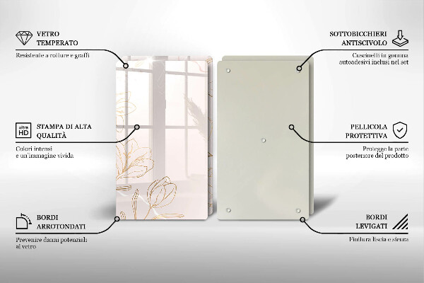 Copri piano cottura in vetro Contorni di fiori