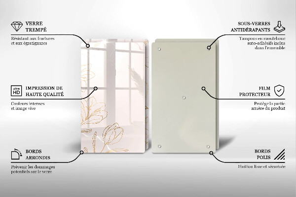 Copri piano cottura in vetro Contorni di fiori