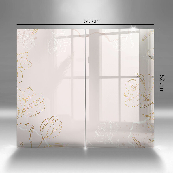 Copri piano cottura in vetro Contorni di fiori