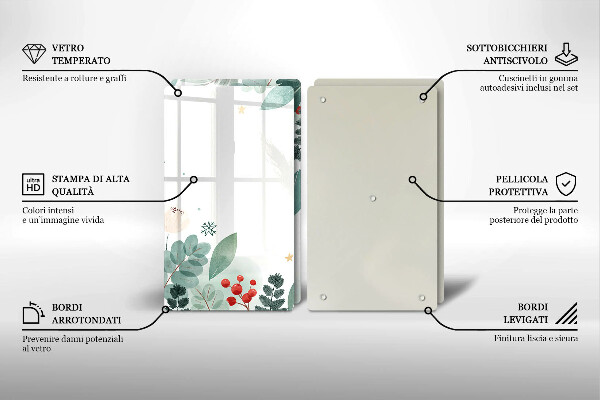 Copri piano cottura in vetro Foglie ad acquerello