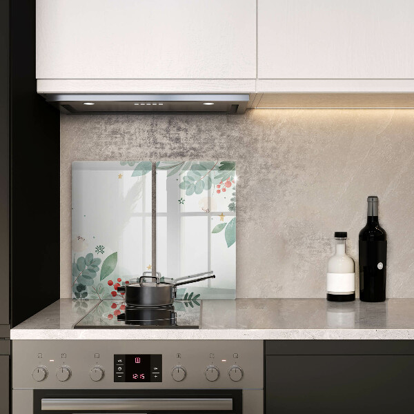 Copri piano cottura in vetro Foglie ad acquerello