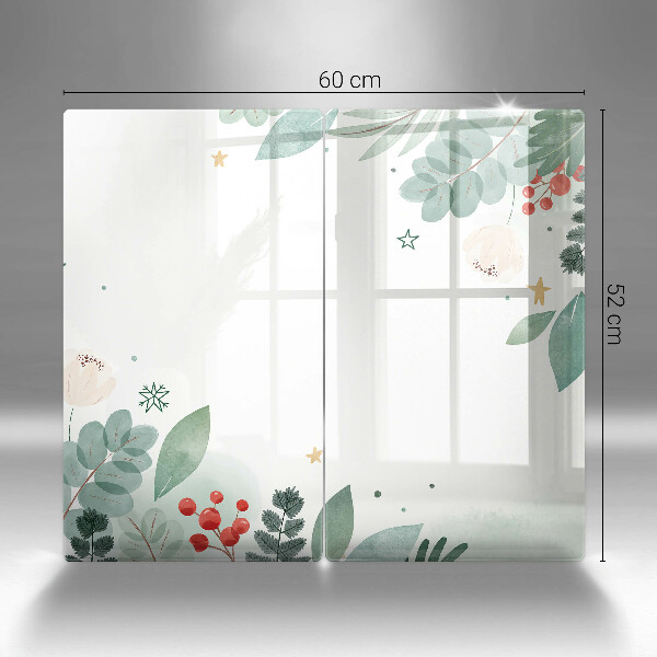 Copri piano cottura in vetro Foglie ad acquerello