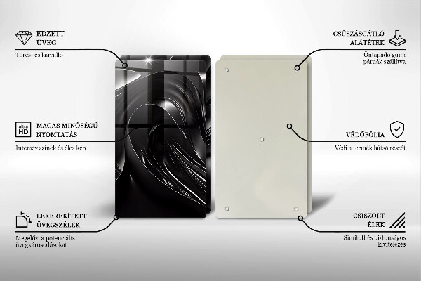 Copri piano cottura Messa nera astratta