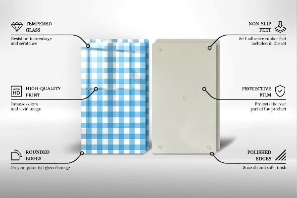 Copri piano cottura Motivo a quadretti blu e bianchi