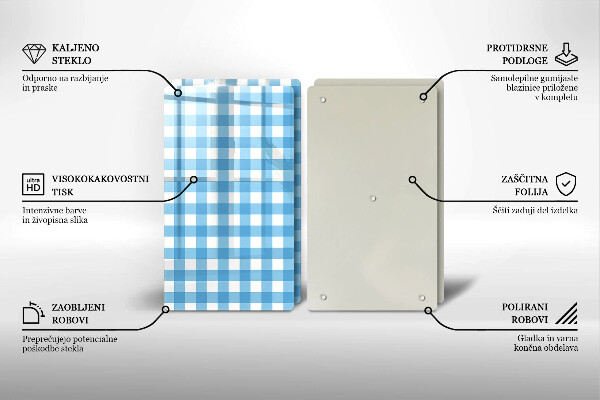 Copri piano cottura Motivo a quadretti blu e bianchi