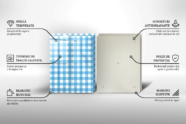 Copri piano cottura Motivo a quadretti blu e bianchi