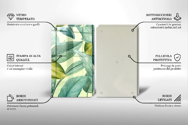 Copri piano cottura Foglie tropicali verdi