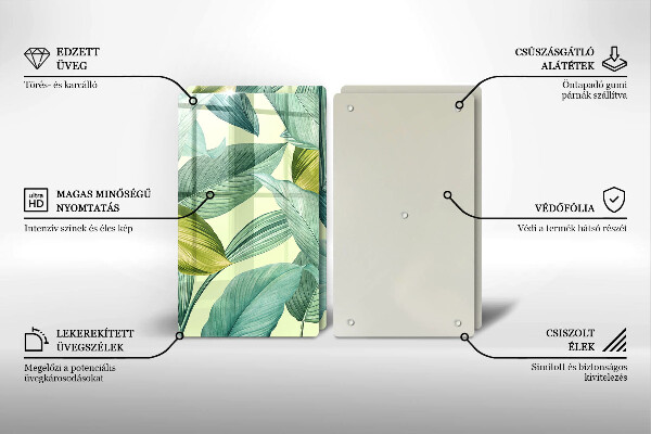 Copri piano cottura Foglie tropicali verdi