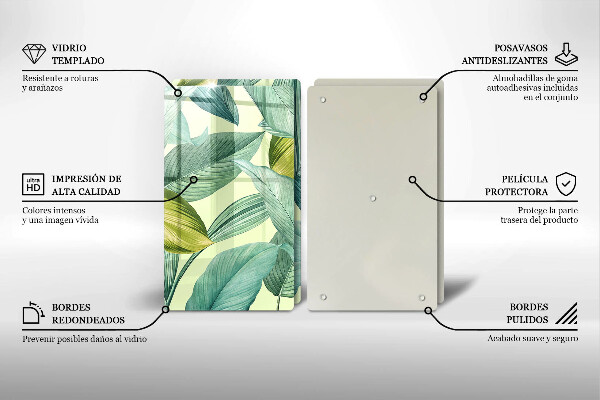 Copri piano cottura Foglie tropicali verdi