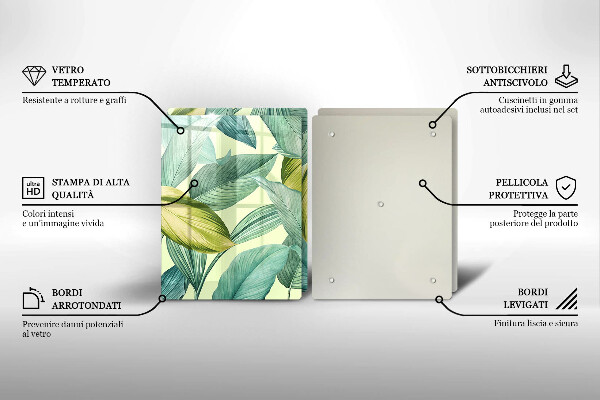 Copri piano cottura Foglie tropicali verdi