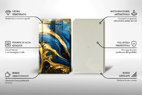 Copri piano cottura Marmo blu e oro