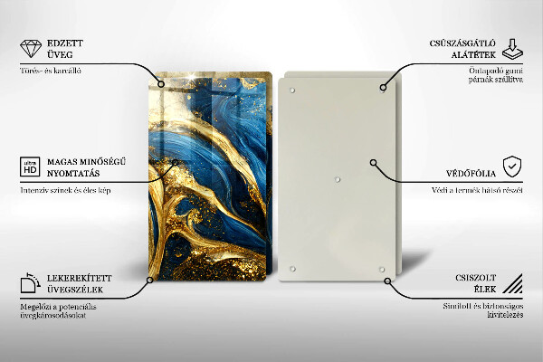 Copri piano cottura Marmo blu e oro