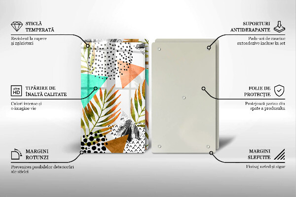 Copri piano cottura in vetro Modello di foglie Boho