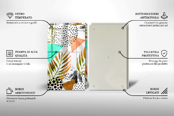 Copri piano cottura in vetro Modello di foglie Boho