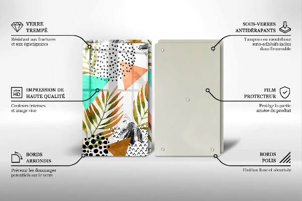 Copri piano cottura in vetro Modello di foglie Boho