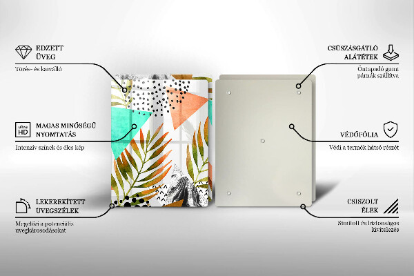 Copri piano cottura in vetro Modello di foglie Boho