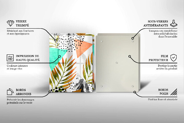 Copri piano cottura in vetro Modello di foglie Boho