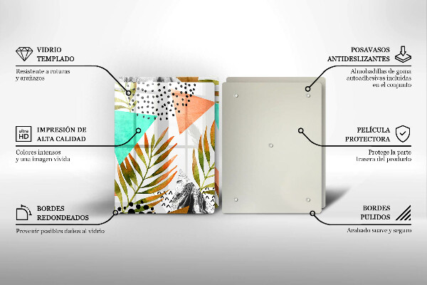 Copri piano cottura in vetro Modello di foglie Boho