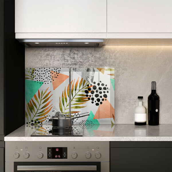 Copri piano cottura in vetro Modello di foglie Boho