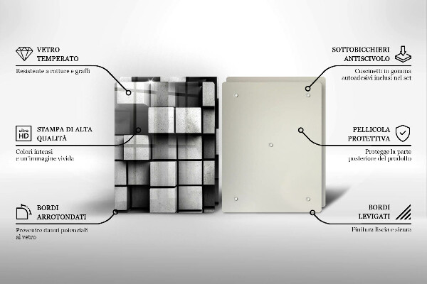 Copertura piano cottura Quadrati astratti 3D