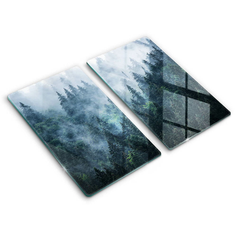 Copri piano cottura in vetro Alberi forestali e nebbia
