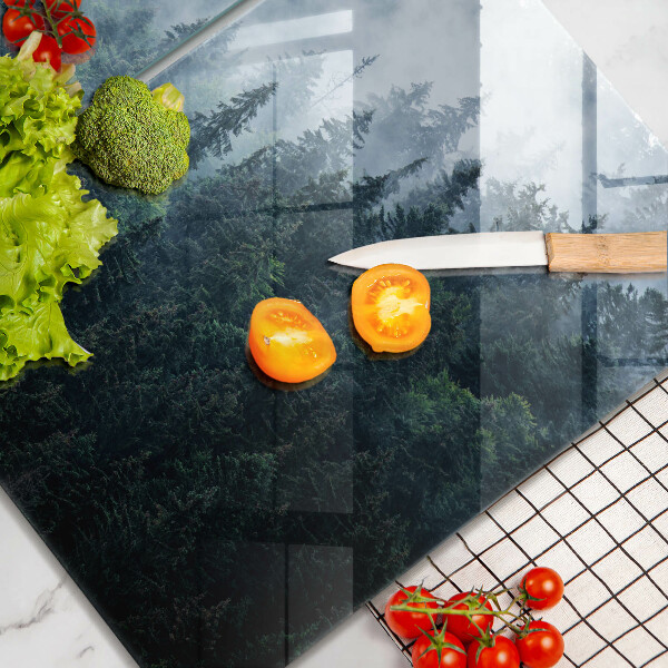 Copri piano cottura in vetro Alberi forestali e nebbia