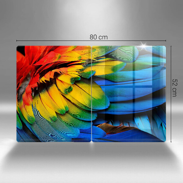 Copri piano cottura in vetro Piume di pappagallo colorate