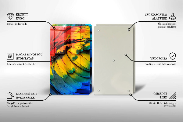 Copri piano cottura in vetro Piume di pappagallo colorate